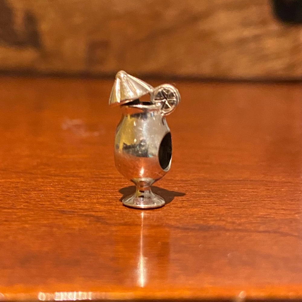 Silver tropical drink charm